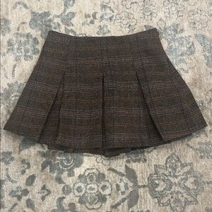 Astr Brown Herringbone Skater Skirt